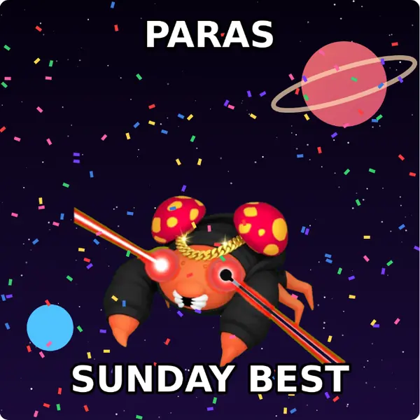 Paras dressed up in a hoodie with a gold chain and glowing laser eyes on outer space, made with the CoPokémon meme generator